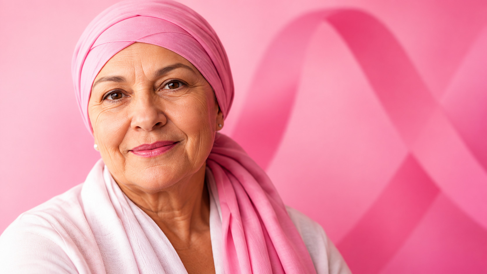 Mulher com lenço rosa